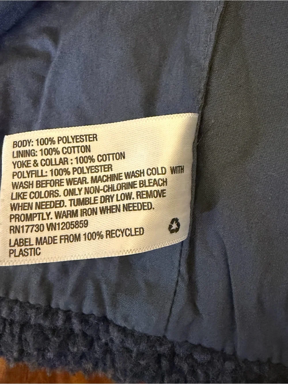 Genuine Kids Navy Sherpa Vest with Tan Trim for Kids